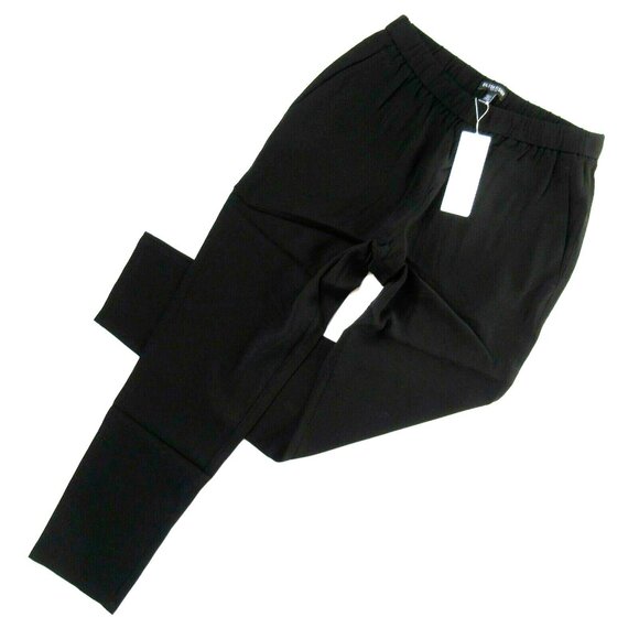 NWT Eileen Fisher Slouchy Ankle in Black Silk Georgette Pull-on Crop Pants L - Picture 1 of 8